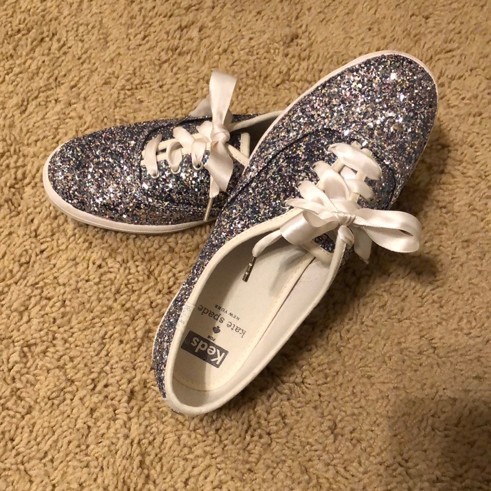 Keds x Kate Spade Silver Glitter Champions, size 7